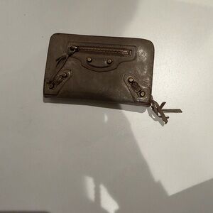 Balenciaga Paris Grey Leather Wallet with Zipper and change purse